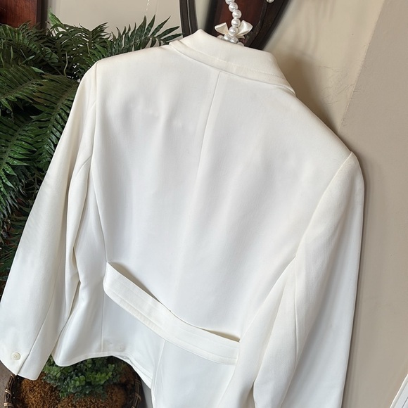 Apostrophe Petite White Buttoned Blazer Tailored Suit Jacket Lined Office Spring - Picture 8 of 14